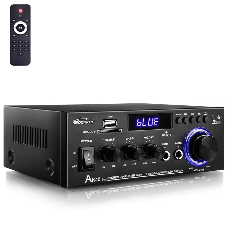 WOOPKER AK45 400W 2ch Stereo Amplifier with Bluetooth, USB/SD