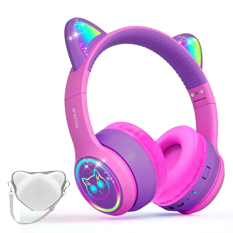 I love e iFecco Kids Bluetooth Headphones - Foldable Cat Ear with Mic