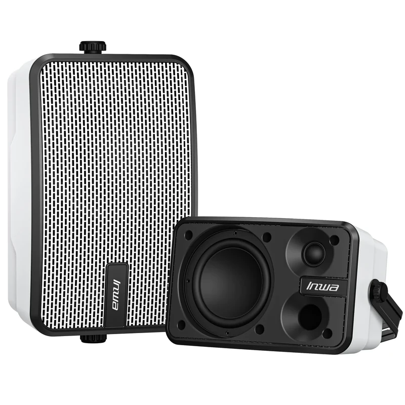 Inwa Outdoor Bluetooth Speakers, IPX5 Waterproof 400W Wall Mount Speaker, Powerful Indoor/Outdoor Sound System, Wireless Sync Up to 100 Speakers, Suitable for Patio/Porch/Gazebo/Garage(MZ-621, Pair)