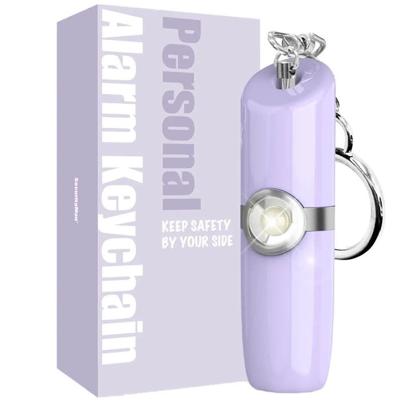 Securityman Personal Alarms for Women | Safety Alarm Keychain (Loud 130dB Siren and SOS Strobe Light) Everyday Self Defense Security Alarm Protection Device (Purple)