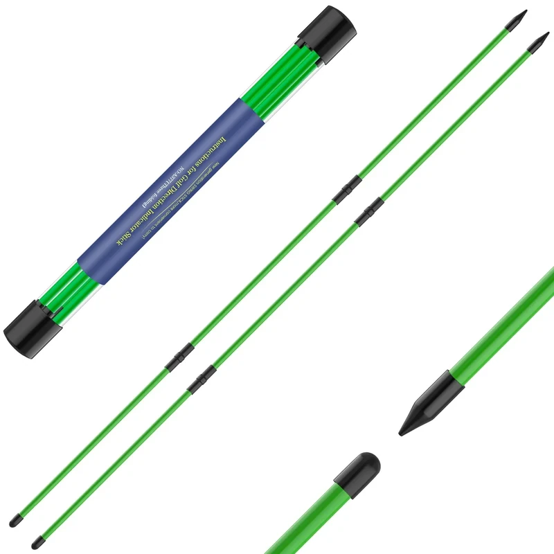 Seticek Golf Alignment Sticks 2 Pack,Upgraded 48" Collapsible Alignment Stick Golf Training Aid for Aiming, Putting, Swing Trainer, Golf Training Sticks with Clear Tube Case（Green）