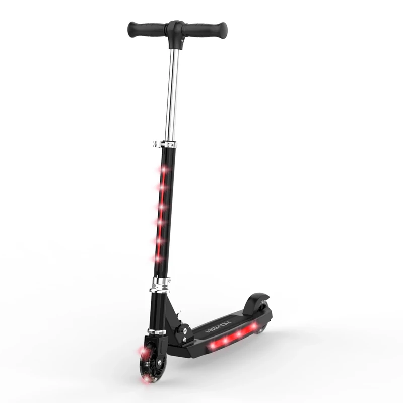 Hover-1 Lunar Kids Folding Kick Scooter with Color-Changing LED Light Up Wheels, Foot Brake, Adjustable Height Handle, and Light Weight Design