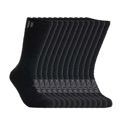 HOLLOW Alpaca Boot Socks for Men and Women, 6 Pack, Moisture Wicking Alpaca Socks for Hiking, Running, Outdoors, Any Season Boot Sock, Temperature Regulating, Light Compression, XLarge, Black