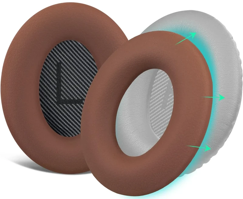 SOULWIT Silicone Ear Pads Cover Protector for Bose QuietComfort QC15 QC25 QC2 QC35 QC45/Ae2 Ae2i Ae2w/SoundTrue & SoundLink AE Headphones Cushions, Sweatproof, Easily Washable - Coffee