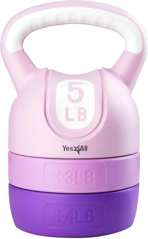 Yes4All Adjustable Kettlebell Weights Set for Women Strength Training, Kettlebells Workout Equipment for Home Gym 12lbs - Purple