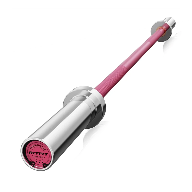 RITFIT Olympic Barbell 4ft/4.8ft/6ft - 2 Inch Weight Bar for Strength Training, Weightlifting, Squat, Deadlift, Bench Press, Curl, Overhead Press - 350lbs/500lbs Capacity 4FT Pink with Collar