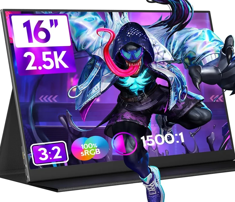 HONGO 16" 2.5K Portable Gaming Monitor - 2520x1680 IPS, HDR, FreeSync