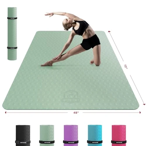 HAPBEAR Extra Large Yoga Mat - Non-Slip, Durable, Thick Wide Exercise Mat for Home Workouts, Yoga, Pilates, Stretching, Meditation (Barefoot Exercise)