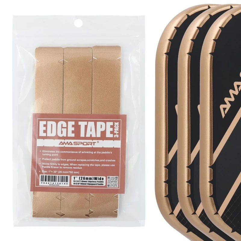 PICKLETECH Pickleball Paddle Protection Tape Rose Gold - Paddle Head Edge Guard - Racket Edge Protection Tape -Fit Perfectly Curved Edge -No Wrinkling Pizzazz Contrasty Colors
