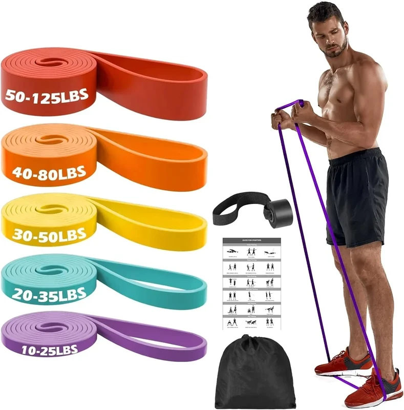 Zacro Resistance Bands, 5 Resistance Levels (15-125 LBS) Pull Up Assistance Bands, Exercise Bands Heavy Duty Resistance Band Set with Door Anchor, for Working Out, Muscle Training, Pull Up Assist