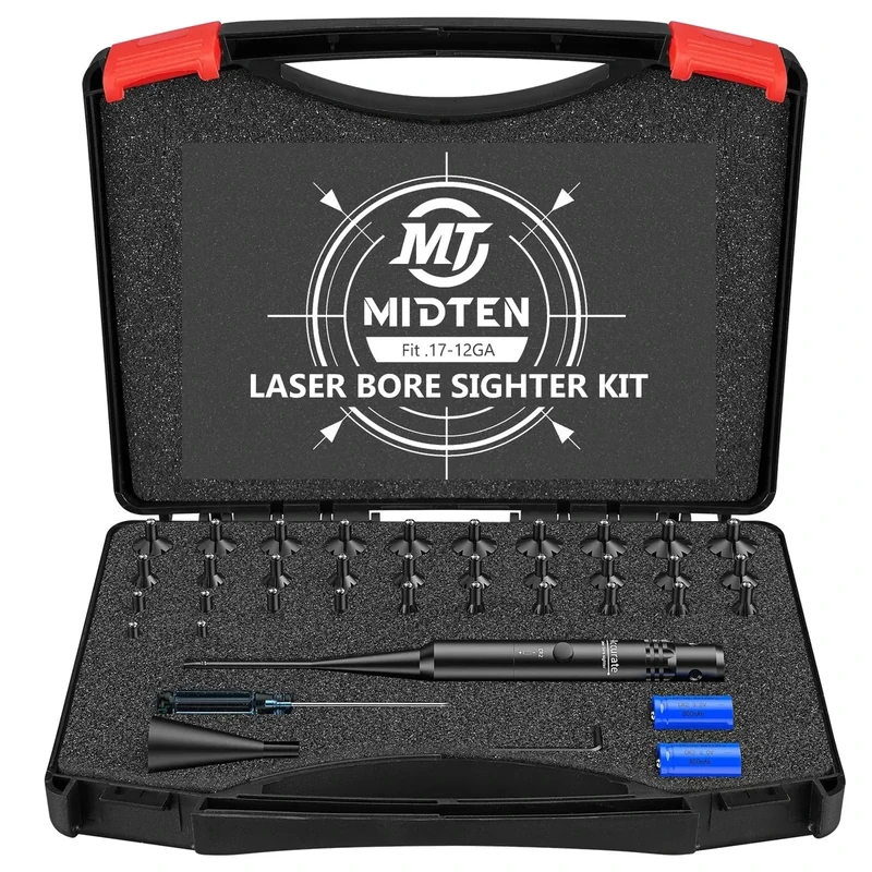 MidTen Bore Sight Laser, 32 Adapters Professional Red/Green Laser Bore Sight Kit, Fit 0.17 to 12GA Calibers, Multi-Caliber Universal Laser Bore Sighting Kit, Powerful Hunting Equipment