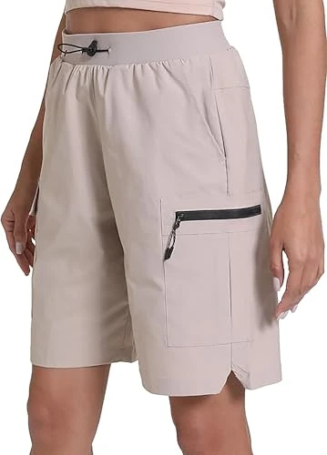 Rrosseyz Women's Hiking Cargo Shorts with Pockets Quick Dry Athletic Gym for Women Exercise Lounge(Apricot Yellow,XL)