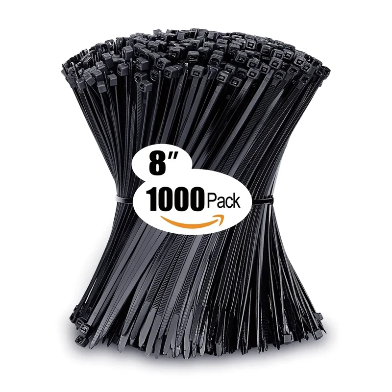 ANOSON 8-Inch Black Zip Ties - 40lb Tensile Strength, 1000 Pack
