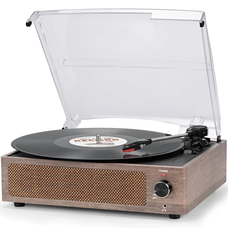 Seasonlife Turntable with Speakers - 3 Speed Belt Drive, Bluetooth