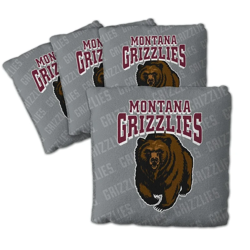 YouTheFan Officially-Licensed NCAA Montana Grizzlies Set of 4 Cornhole Bags - All Weather Regulation 6” x 6” Size - 16oz Weight - Designed in USA