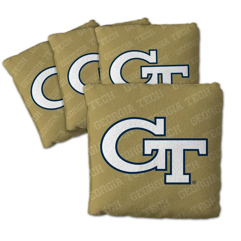 YouTheFan Officially-Licensed NCAA Georgia Tech Yellow Jackets Set of 4 Cornhole Bags - All Weather Regulation 6” x 6” Size - 16oz Weight - Designed in USA