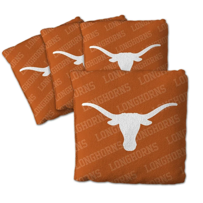 YouTheFan Officially-Licensed NCAA Texas Longhorns Set of 4 Cornhole Bags - All Weather Regulation 6” x 6” Size - 16oz Weight - Designed in USA