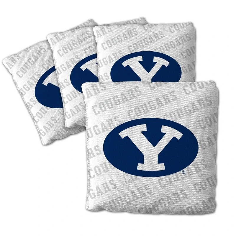 YouTheFan Officially-Licensed NCAA BYU Cougars Set of 4 Cornhole Bags - All Weather Regulation 6” x 6” Size - 16oz Weight - Designed in USA