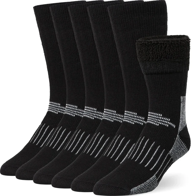 Buttons & Pleats Premium Merino Wool Hiking Socks Outdoor Trail Crew Socks Black LXL