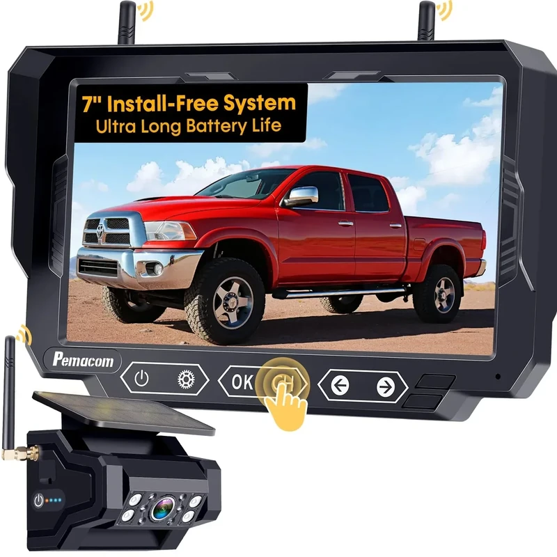 Pemacom 7" Magnetic Backup Camera - 1080P HD, 1 Min Setup