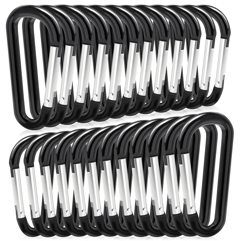 Zalava 24pc Aluminum Carabiner Clip D Ring, Keychain Spring Hook,Small Carabiners Set for Outdoor Camping Fishing Hiking Car