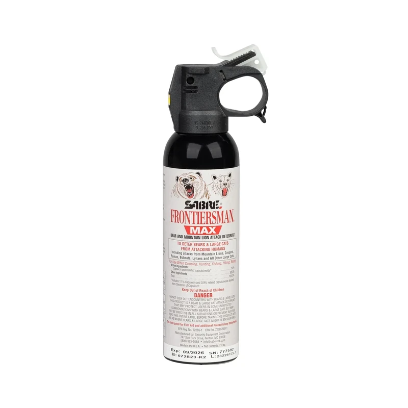SABRE Frontiersman MAX 7.9 fl oz. Bear & Mountain Lion Attack Deterrent, Up to 40 ft Range, Contains 2% Major Capsaicinoids, Safer for You, Animals & The Environment, Glow-in-The-Dark Safety