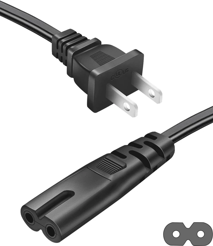 TV Power Cord for Samsung TV UN48 UN49 UN50 UN55 UN60 UN70 UN75 4K Smart TVs 6Ft Long 2-Prong C7 Power Plug Cable Replacement Compatible for LG TCL Insignia Sharp
