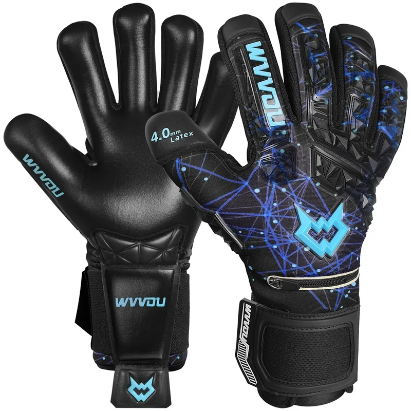 WVVOU Soccer Goalie Gloves for Adults and Youth, High Performance Goalkeeper Gloves with 5 Detachable Finger Saves, Soccer Gloves with 4mm Sticky Latex Palm