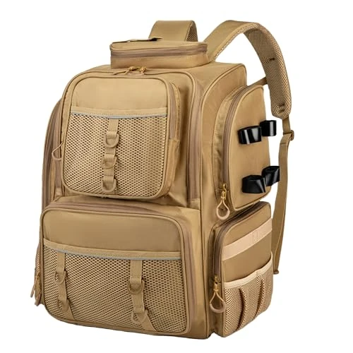 WANOON 42L Fishing Backpack with Rod Holders. Large Ttackle Bag Strong Materials
