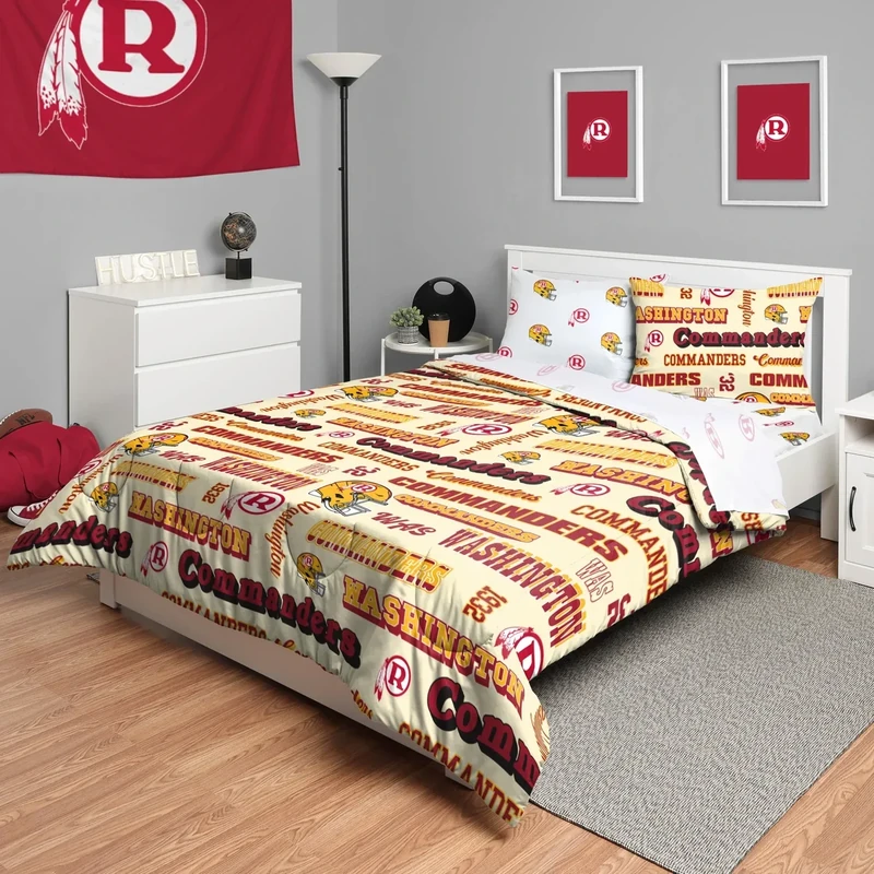 FOCO Washington Commanders NFL Retro Bed in a Bag Comforter Bedding 5 Piece Twin Set