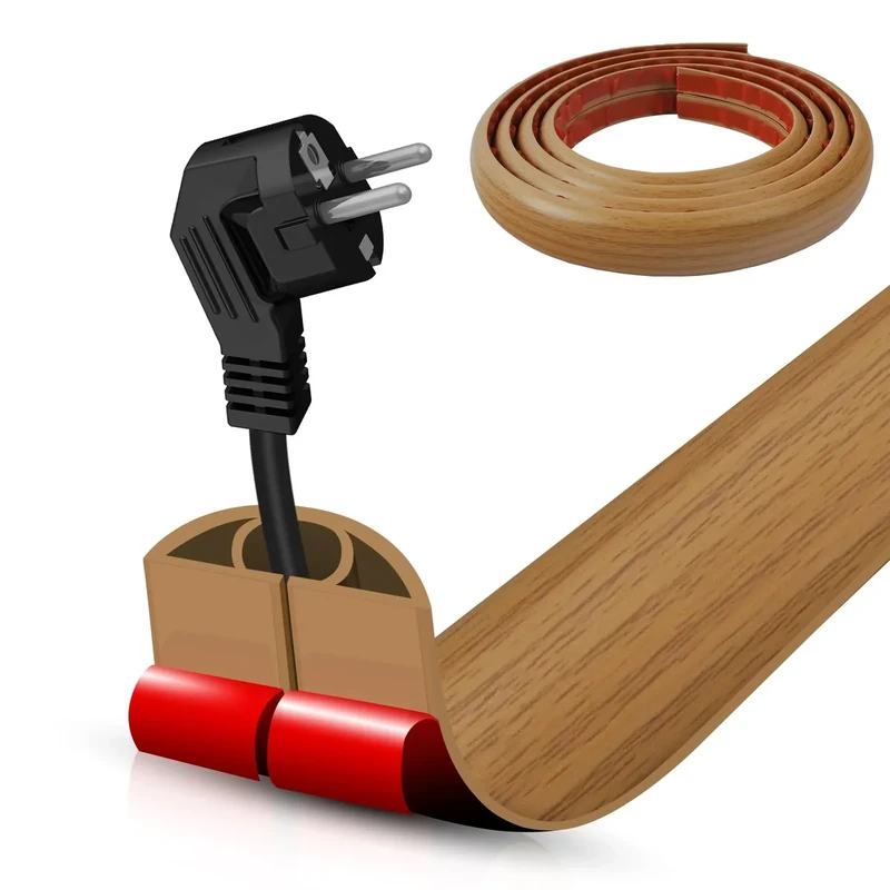 DBHXXMB-HH 10FT Self Adhesive Floor Cord Cover - Brown Wood