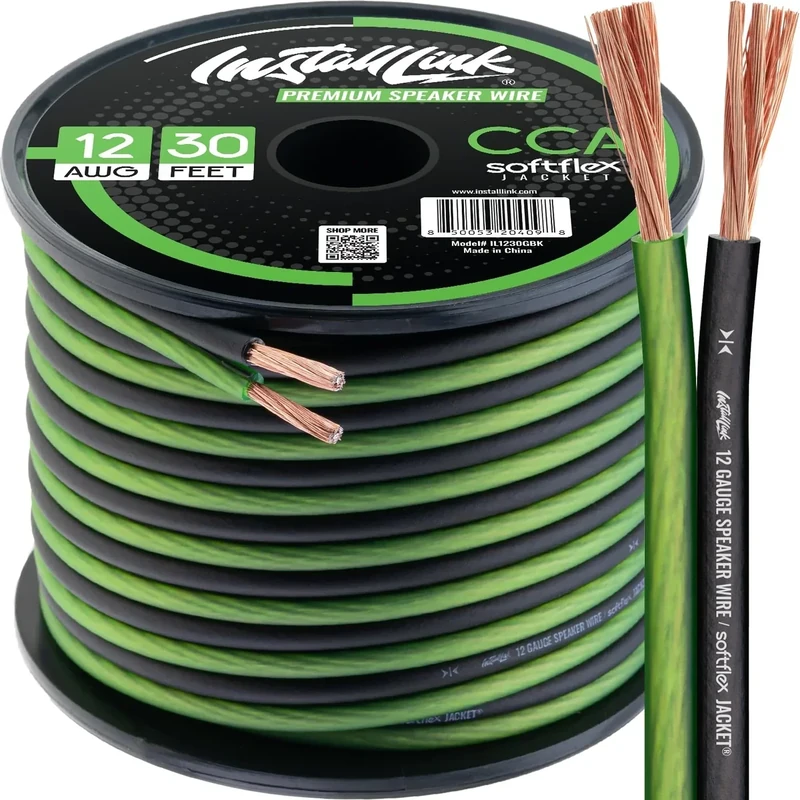 Install Link 12 AWG Gauge Speaker Wire Cable (30 Feet) Stereo, Car or Home Theater, CCA