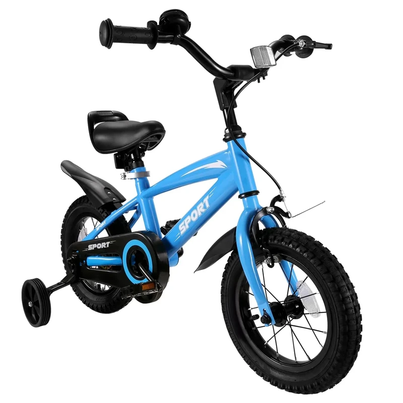 BODIOO Kids Bike for Boys Girls 12 Inch Kid Bike with Removable Training Wheels Sturdy Frame Adjustable Seat Handbrake & Coaster Brake (Blue)