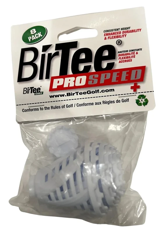 BirTee Golf Tees - PRO Speed Plus with Flexibility & Durability - 8 Pack. Indoor Golf Tees/Golf Simulator Tees/Winter Plastic Golf Tees (White)