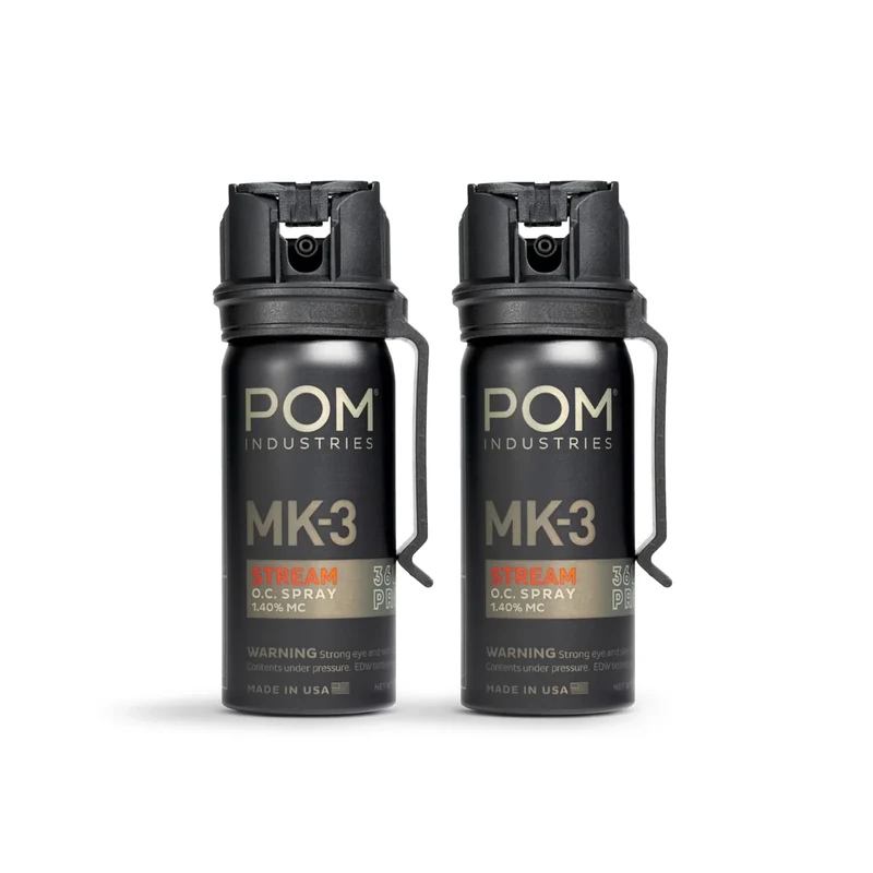 POM MK3 Pepper Spray, Belt Clip Model, Maximum Police Strength OC with UV Marking Dye, Quick Flip Top Safety, 360° Performance at Any Angle, Powerful Accurate Stream, 18 ft Range, 1.8 fl oz
