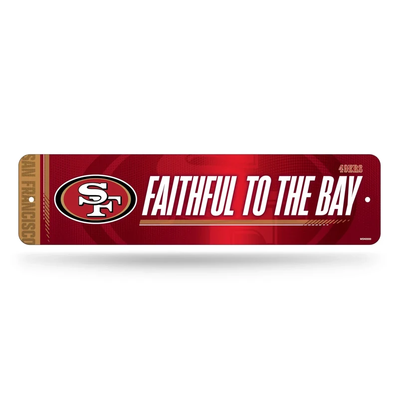 Rico Industries NFL Football San Francisco 49ers Metal Street Sign 4" x 15" Home Décor - Bedroom - Office - Man Cave