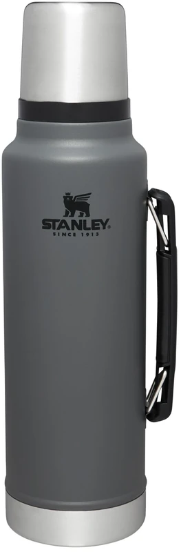 Stanley Classic Legendary Vacuum Bottle 1.5 qt | Wide Mouth with Leakproof Cup Lid | Keep Drinks Hot or Cold | Packable for Travel | Insulated Stainless Steel Thermos | BPA-Free | Charcoal