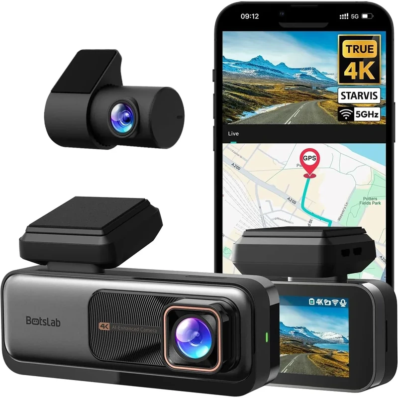 BOTSLAB 4K Front & 2K Rear Dash Cam - 170 Wide, ADAS, Night Vision