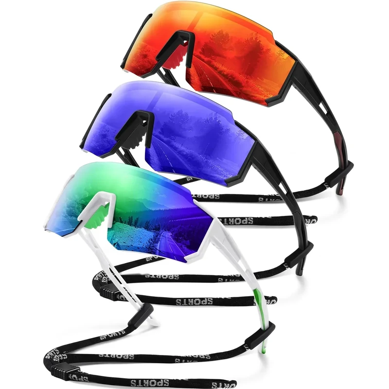 gesruny Polarized Sport Sunglasses for Men and Women, Lightweight TR90 Sun Glasses with UV Protection for Cycling Running