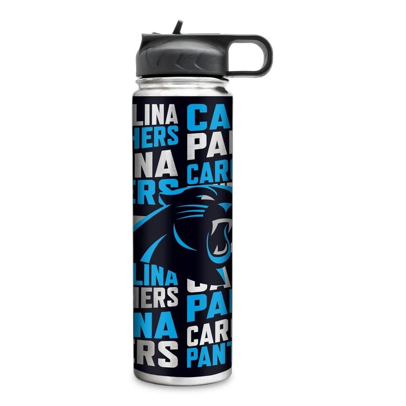 Rico Industries NFL Football Carolina Panthers 22oz Stainless Steel Tumbler with Lid - Great For Coffee, Tea, Water or Cocktails