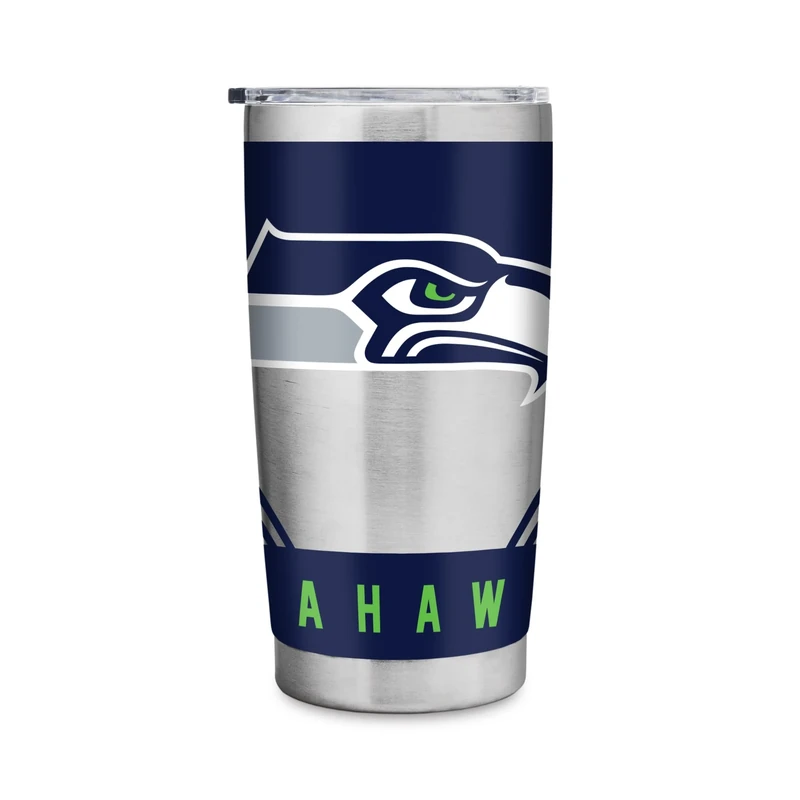 Rico Industries NFL Football Seattle Seahawks 20oz Stainless Steel Tumbler with Lid - Great For Coffee, Tea, Water or Cocktails