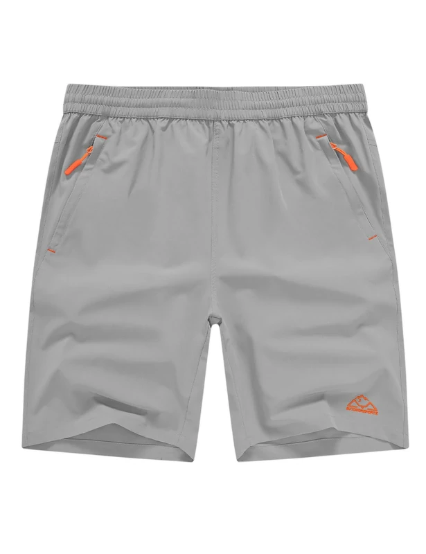 TBMPOY Men's Shorts 9" Hiking Running Shorts Zipper Pockets Athletic Outdoor Sports Gym Workout Short 4 Pockets Light Grey 2XL