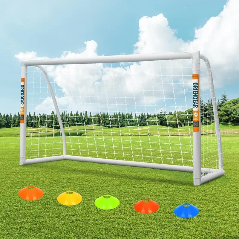 ORIENGEAR Soccer Goal, 8x6 Full Size Soccer Goals for Backyard, Soccer Net with Training Discs, Portable Soccer Goal for Kids and Adults with 1 Carry Bag, Porterias De Futbol