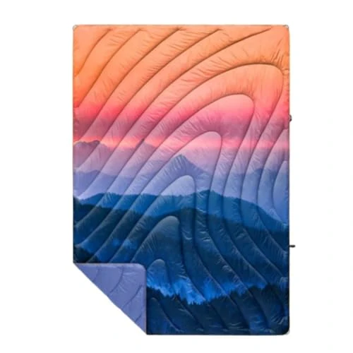 Rumpl Original Puffy Blanket - Warm, Water-Resistant Camping Blanket with 100% Recycled Synthetic Insulation, 52"x75", Original Puffy V1, Alpenglow