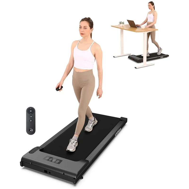 Lichico Walking Pad Under Desk Treadmill, Portable Small Treadmills for Home and Office, 2.5HP Super Quiet Brushless Motorized Walking Jogging Running Machine with Remote Control
