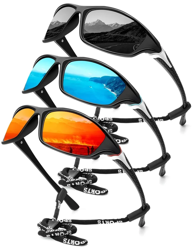 KALIYADI 3 Pack Polarized Sunglasses-Men Sports Sun-glasses: Mens Sunglasses UV Protection for Fishing Driving Cycling