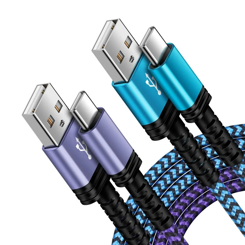 2Pack 6FT Android Samsung A15 Charger Cord USB C to Type USB A Fast Charging Cable 3.1A Phone Power Cord for Samsung Galaxy A17 A36 A56 A16 S25 Plus A55 S24 Ultra A35 A54 A14 5G S23 S22 S21 FE,iPhone