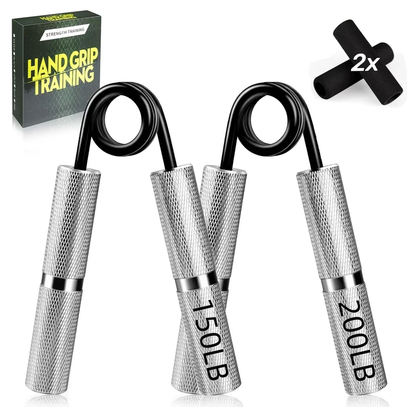 UUJOME Metal Grip Strength Trainer Set 2pcs (150lb & 200lb) - Hand Gripper Strengthener Slip Resistant - Grip Trainer Forearm Strengthener for Muscle Building, Hand Sensitivity Training