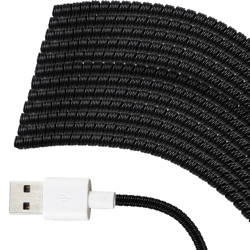 Frienda 10 Pcs Spiral Cord Protector Chargers Protector Pets No Chew Data Cable Protective Sleeve Headphone Charger Saver USB Cable Cover Wire Repair for Phone USB (Black)