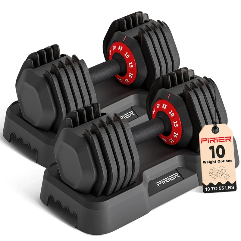Adjustable Dumbbell Set 55LB Dumbbells Weight, 10-in-1 Weight Dumbbell with Anti-Slip Metal Handle and Bicep Supports for Comprehensive Full Body Strength Training